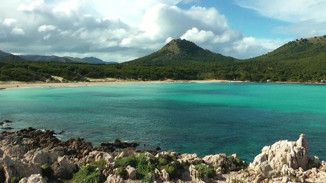 Majorca, Cala Agulla, a rocky and sandy beach with emerald water