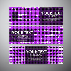 Vector banners set with Abstract purple circles background.