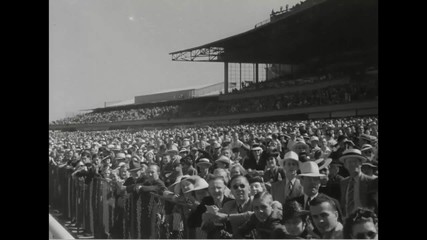 A 1939 horse race in Hollywood Park, California.