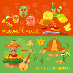 Welcome to Mexico banners Mexican culture and Mexican food