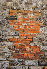 red brick part of old wall background texture