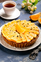 Tasty decorated orange cake