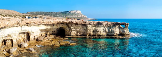 Papier Peint photo autocollant Chypre Panorama des grottes marines