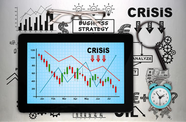 digital tablet with crisis chart