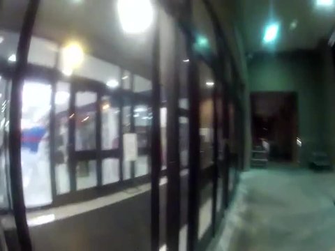 POV shots of an active shooter simulation moving through a supermarket.