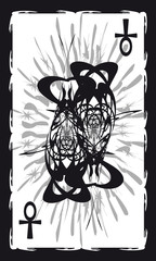 Tarot cards - back design, Gemini, the god Shu and goddess Tefnu