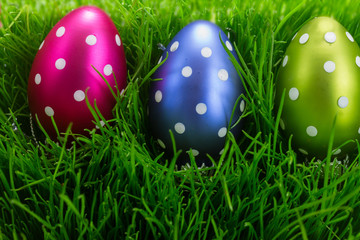 Easter eggs in grass 