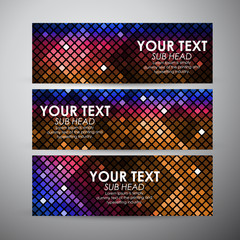 Vector banners set with Abstract colorful squares pattern.