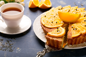 Tasty decorated orange cake