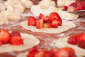 Ingredients for making strawberry dumplings