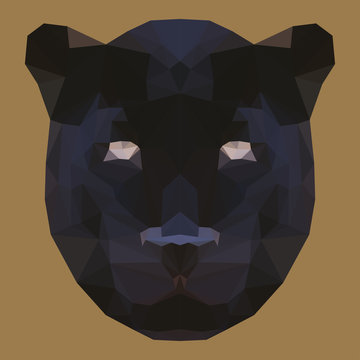 polygonal abstract geometric wild panther isolated on brown background