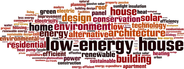 Low-energy house word cloud concept. Vector illustration