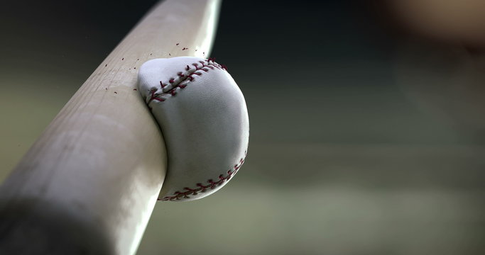 Baseball Bat hitting ball, super slow motion.