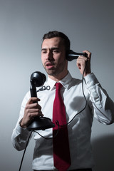 Naklejka premium Manager al telefono