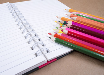 Fototapeta na wymiar Color pencil and notebook 6