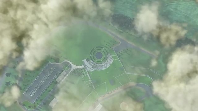 An animated architectural flyover and around the Packard Campus for Audio Visual Conservation.