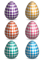 checked patter eggs set