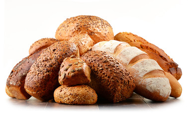 Composition with variety of baking products isolated on white