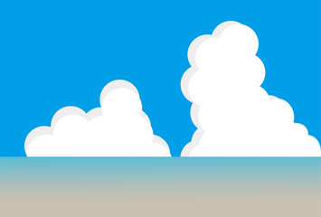 青空　雲　海辺