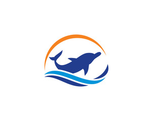 Jumping Dolphin,Sun and Wave