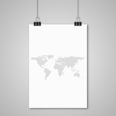 World Map hanging on the sheet Vector
