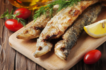 Traditional russian cooked fish smelt