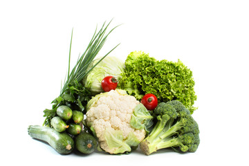 Collection vegetables isolated on a white background.