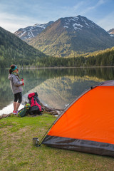 Fototapeta premium active holiday in the mountains alps 