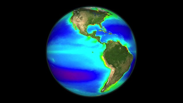 NASA Animation of a globe spinning from space with an emphasis on global warming and climate.