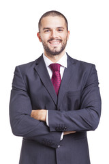Portrait of a handsome smiling business man, isolated on a white