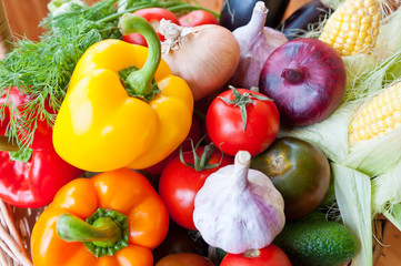 Fresh vegetable  in a basket, close up