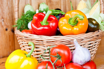 Basket with fresh vegetables