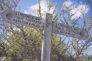 St Michaels Way footpath sign post