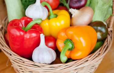 Fresh vegetable  in a basket, close up