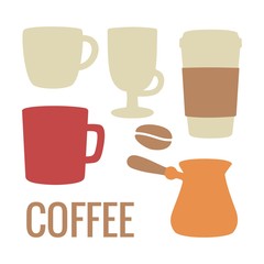 Set coffee icon. Vector flat illustration. For web, info graphics, poster.