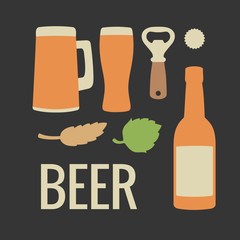Set beer icon. Vector flat illustration. For web, info graphics.