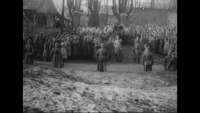 Captured German war film from World War One shows British tanks captured at Cambrai with kaiser Wilhelm inspecting.
