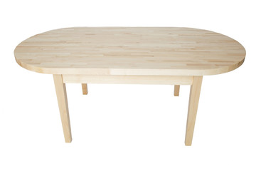 Wooden table on white background