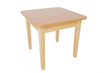 Wooden table on white background