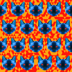 polygonal abstract siamese cat seamless pattern background