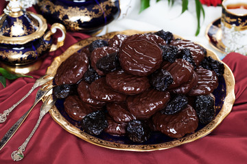 prunes in chocolate candy dish dishes still life expensive antiques beautiful elegant