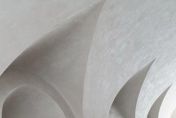 Bright white archway, hallway passage ceiling with triangular shades