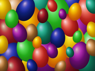 Fototapeta na wymiar Seamless Easter eggs background pattern vector illustration, bright vivid colors, suitable for wallpaper or poster.