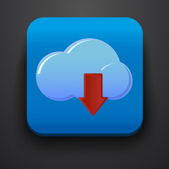 Download symbol icon on blue