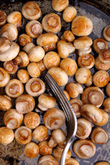 fried mushrooms(champignon) with the marinade of mustard, honey and garlic