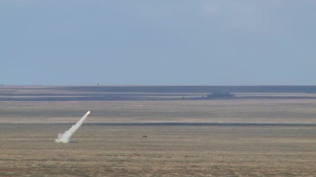 HIMARS mobile rocket launcher system is fired from the deserts of the Middle East.