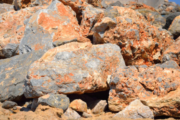 Limestone rocks on the coast of Aegean Sea.