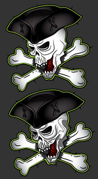 pirate skull with crossed bones vector illustration