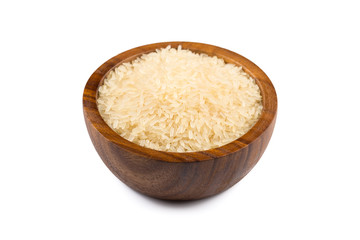 Rice in wooden bowl