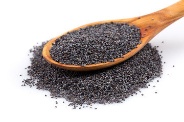 Wooden spoon with poppy seeds